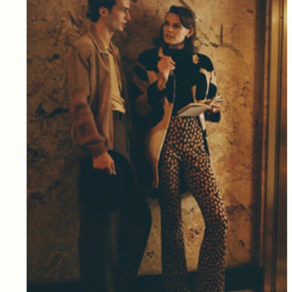 Anthropologie Black and Cream Patterned Pants